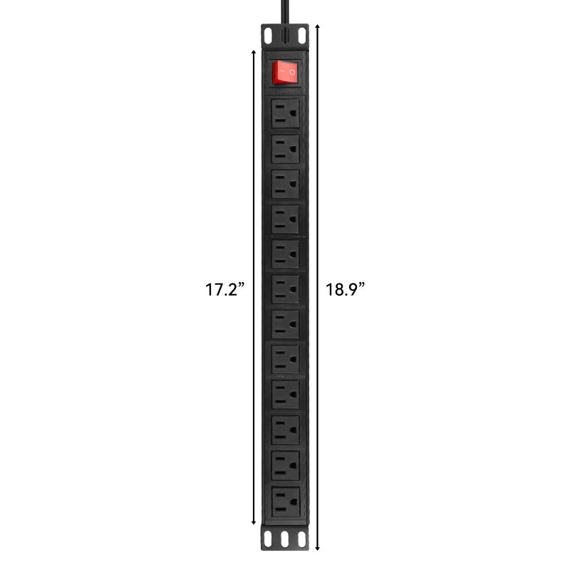 BTU Power Strip Surge Protector Rack-Mount PDU, 12-Outlet Power Strip with Switch, Metal Mountable Heavy Duty for Server Racks, Garage, Shop Workbench, Industrial Commercial Use (Black 6FT) - Image 3
